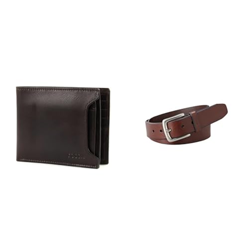 Portefeuille Derrick Fossil cuir marron portefeuille homme avec ceinture marron Joe