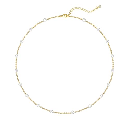 Image of Zeffy Pearl Necklace 4MM /6MM /8MM Dainty Round Imitation Pearl Choker Necklace Wedding Pearl Necklace Delicate Jewelry for Women Simple Bridesmaid Jewelry Gifts