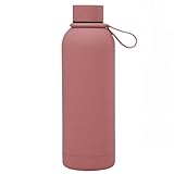 FAMKX Stainless Steel Double wall Insulated Narrow Mouth Sports Water Bottle With Handle, Cola Shape Vacuum flask(Smoky red)