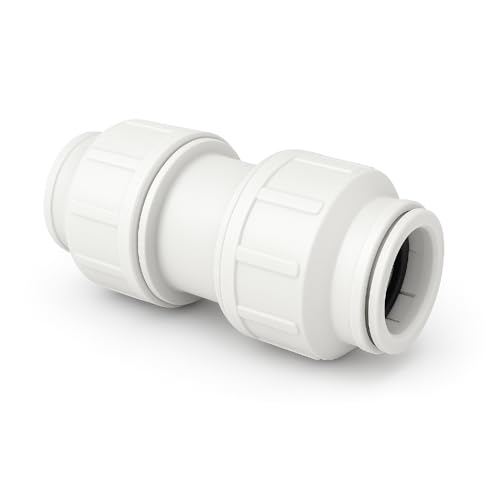 JD Brands Push Fit Straight Connector 22mm, Plastic Plumbing Fitting, Hot and Cold Water Pipe Coupler, Central Heating Connector for Copper and Plastic Pipes