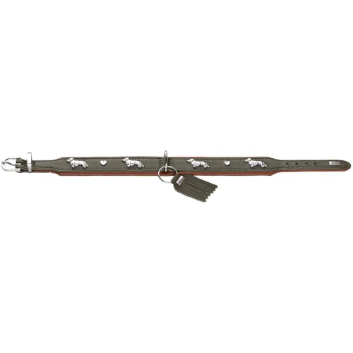 Hunter Teckel-Halsband MÜNCHEN, Farbe: Cognac/schwarz, Leder, edle Dackel-Besätze, weich und robust, fellschonend, luxuriös, ökologisch hergestellt, nachhaltig, Made in Germany, Größe: 37