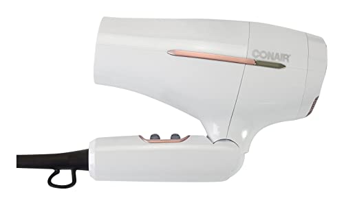 Image of Conair Double Ceramic Travel Hair Dryer | 1875W Dual Voltage Foldable Travel Hair Dryer, for All Hair Types, White, 420L