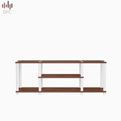 DFC Willow Engineered Wood TV Unit for Living Room TV Stand TV Entertainment Unit for Bedroom with Shelf Storage Unit Set Top Box Stand TV Table/TV Cabinet for upto 55 Inch TV (Walnut & White)Standard