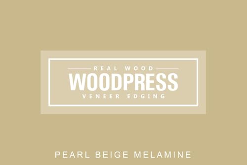 WoodPress® 22mm Perlbeige Melamin Kantenumleimer mit Schmelzkleber – 7,5m Rolle – Einfaches Aufbügeln für Heimwerker