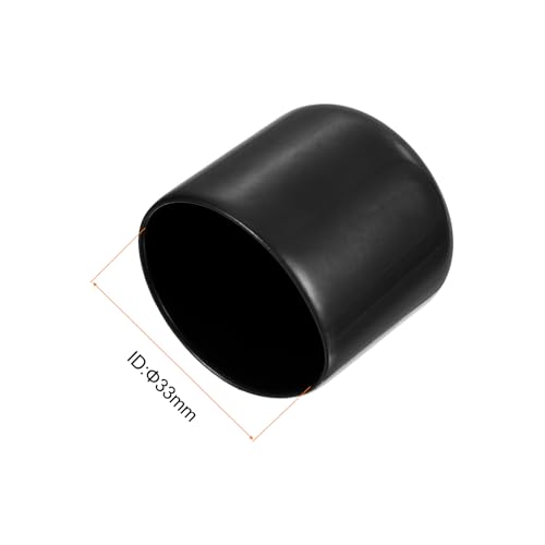 Image of uxcell 4pcs Rubber End Caps 1 5 /16 inch(33mm) ID Vinyl Round End Cap Cover Screw Thread Protectors Black, 30mm Height