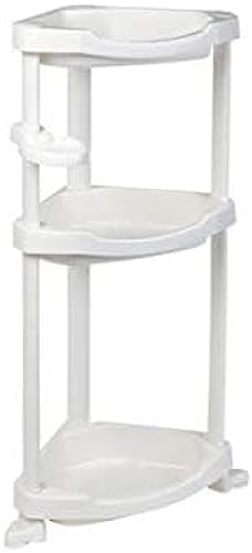 Estantería esquinera de 3 niveles, impermeable y resistente a la humedad, para cocina y baño, 40 x 71 x 25,5 cm, solución de almacenamiento blanca