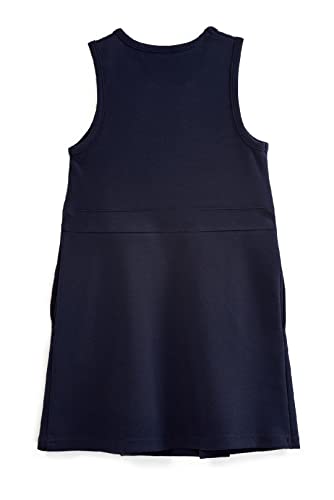 French Toast Girls' Ponte Front Pleat Knit Jumper Dress Navy2