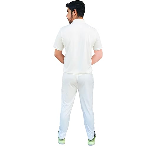 Image of CG Cricket White Tracksuit for Men & Boys | Half Sleeve Jersey & Lower set | Comfortable cricket t shirt & track pant | Cricket Dress Uniform