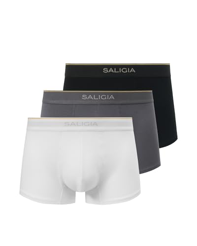 SALIGIA Men’s Modal Trunks 3-Pack – Sexy, Tag-Free & Ultra Soft Underwear with No Fly Pouch, Breathable Boxer Briefs