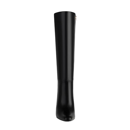 Mofirdast Black Knee High Boots With Pointed Toe Block Heel and Side Zip Heeled Boots,Classic and Sexy3