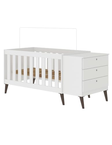 Skal Living Cuna con Comoda 3 Cajones Blanca con Patas Vintage BB06