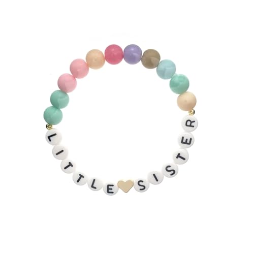 Image of Colorful Big Sister Bracelet Little Sister Bracelet Letter Beads and Heart Beads Bracelet Y2K Jewelry Gifts for Women