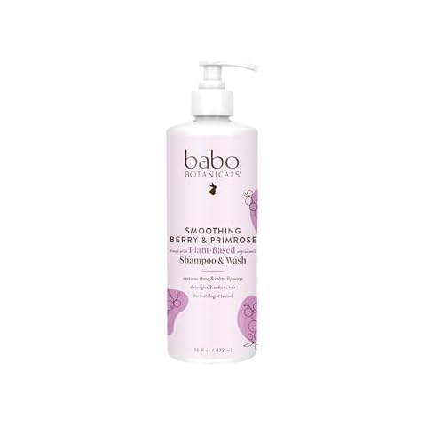 Babo Botanicals Smoothing Berry 2-in-1 Shampoo & Wash - Detangling & Nourishing - Eliminates Frizz & Prevents Static - Evening Primrose Oil - For all ages - Light Berry Fragrance- Vegan Cover