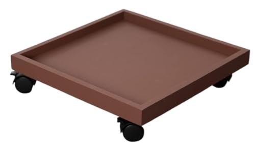 Support à plantes robuste à roues verrouillables carré 24 cm rouge - 2