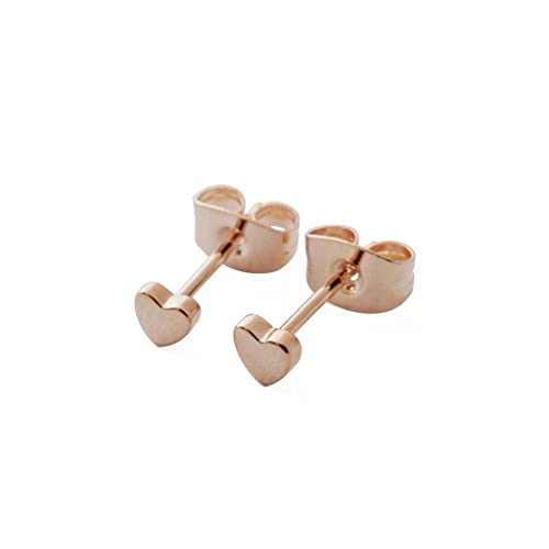 HONEYCAT Tiny Heart Stud Earrings in 18k Rose Gold Plated | Minimalist, Delicate Jewelry (RG)