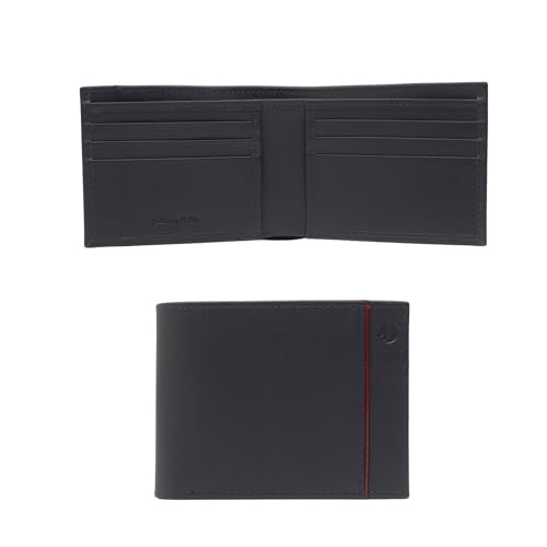 Jafferjee & Co. Genuine Leather Wallet for Men, Real Leather Bifold Wallets For Men - Stylish and Slim Front Pocket Minimalist - Oxford Blue Red