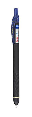 Pentel EnerGel 0.7mm Click Roller Gel Pen | Textured Grip With Retractable Mechanism | Quick Dry Ink For Smudge-Free Writing | Blue & Black Ink, Pack of 4 Pens (BL437R)