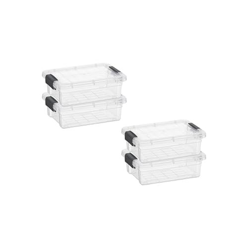 Image of Superio 0.7 Quart Mini Clear Plastic Storage Container with Lid, Stackable Small Organizer Box for Crayons, Art Supplies, Beads, Sewing, Stationery & Food Storage, 4 Pack