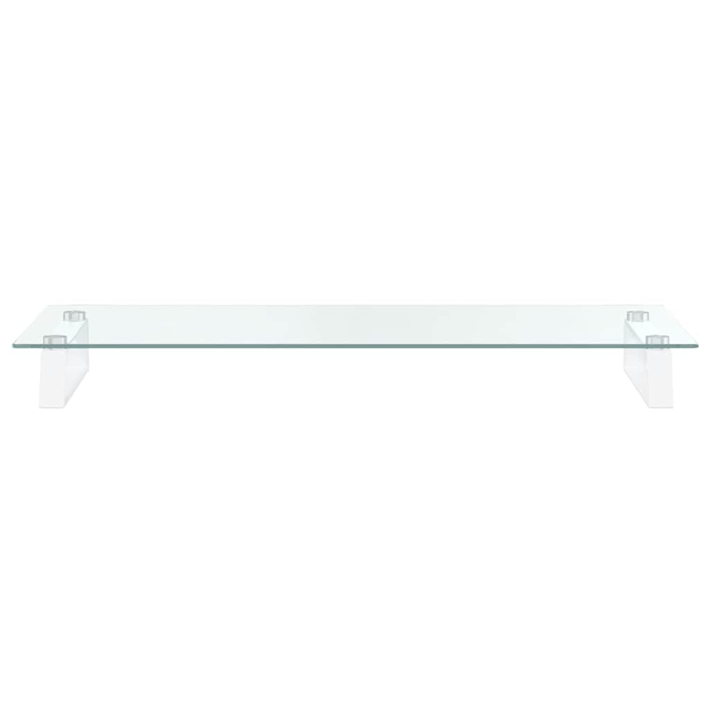 Hothingwell Uchwyt na monitor biały 80x35x8 cm z hartowanego szkła i metalu, minimalistyczny design, podnosi ekran do wysokości oczu dla wygodnej ergonomii, przechowywanie pod stojakiem