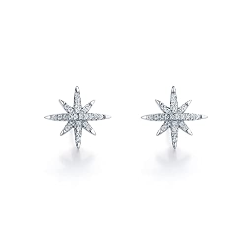 Ohrstecker Silber 925, Kleine Ohrstecker Stern Ohrringe Statement mit Zirkonia für Frauen Mädchen ZHOU LIU FU (Stern) Cover