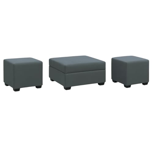 Image of FURNY Gloria 8 Seater Fabric LHS L Shape Sofa Set with 1 Centre Table & 2 Puffy (Dark Grey) Premium Velvet Finish | Durable Comfort | Ideal for Living Room