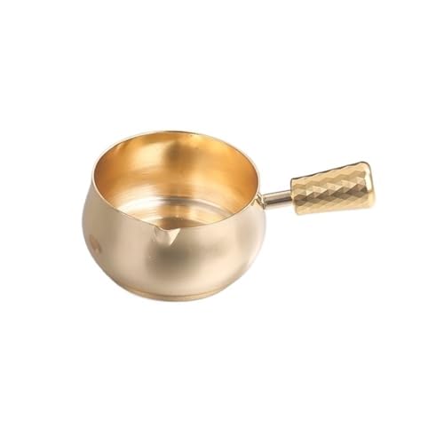 Huangj-0527 スープ用グレービーボート 業務用ウエスタンステーキソースカップ ハンドル付きディッピングカップ304ステンレススチールソースディッシュ トマトサラダディップソースディッシュ ディナーテーブルデコレーション用(ゴールド、ミディアム)