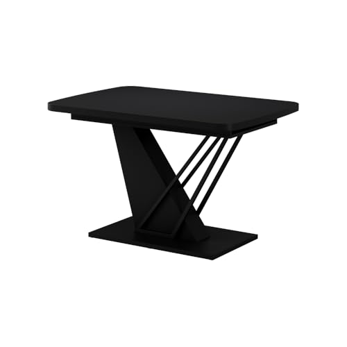 Vicco Table de Salle à Manger Fenaro, Noir, 120x80cm Extensible, Extensible jusqu'à 160 cm avec rallonge intégrée