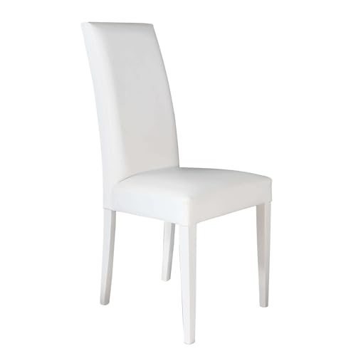 ✅sedia in ecopelle colore bianco gambe in legno colore bianco
