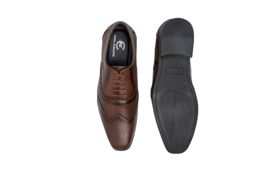 Image of Men's Handcrafted Oxford Lace-up Shoes with Broguing - Crafting Luxury and Elegance for You Tan 8