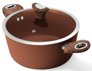 Phantom Chef 4.4 QT Casserole | Stockpot | Aluminum Body Non-Stick Ceramic Coating | With Soft Touch Stay Cool Handle | Dishwasher Safe | Non-Toxic PFOA & PTFE Free Pan | Color (Cinnamon)