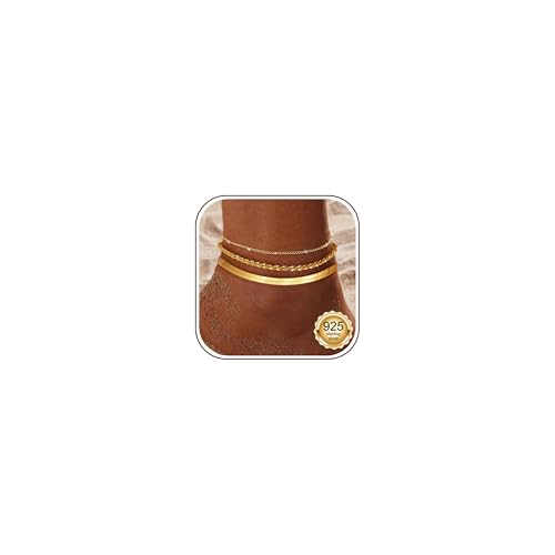 CASSIECA Tobilleras de Oro para Mujer Pulseras Tobilleras en Oro de 14 Quilates Tobilleras Delicadas e Impermeables Tobillera Ajustable en Capas Tobillera con Cuentas Joyería para la Playa