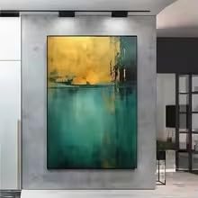 Tableau moderne vert or grand format pour sublimer un mur blanc - 3