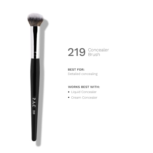 Image of PAC Concealer Brush 219 for Women with soft bristles | Multipurpose Brush Can be used to highlight & brighten your face & for precise contouring | Works with Cream, Liquid and Powder Formulations