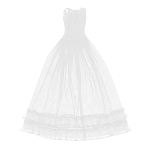CoudarTitie Vestido de Muñeca con Falda Larga / 3 Accesorios, Blanco
