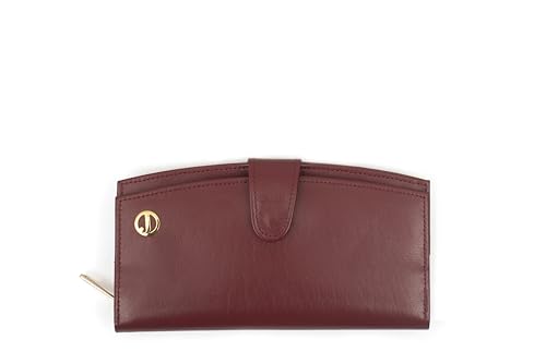 Jafferjee & Co. Genuine Leather wallets for women – Stylish Trifold Wallet Organizer with 7 Card Slots & 1 ID Windows, Large Capacity Ladies Leather wallet – Durham Red2