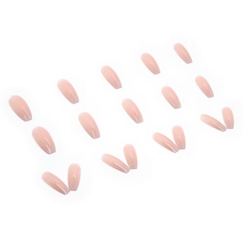 24Pcs Coffin Press On Nails Long Fake Nails Ballerina False Nails For Women's Daily Wear Full Cover Nude Pink Stick On Nails Simple Gradient False Nails With Glue For Women Girls Nail Decoration #TOP2