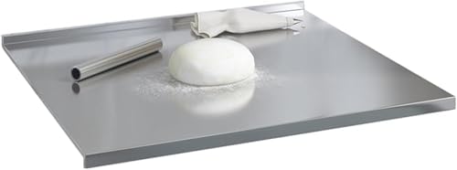 Tabla de cortar grande de acero inoxidable con borde de mostrador, ideal para carne, frutas, verduras y pan, herramienta de cocina esencial para chefs y cocineros caseros