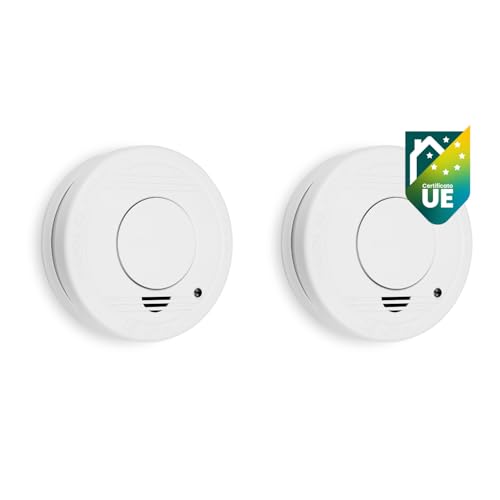 Smartwares Set di 2 rivelatori di fumo, Sensore ottico, Durata: 10 anni, Pulsante di prova, 85 DB, 10.048.28