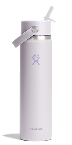 Image of Hydro Flask Water Bottle - Insulated Stainless Steel - Wide Straw Lid, Non Spill, Leakproof in 24 Oz Cloud Pink