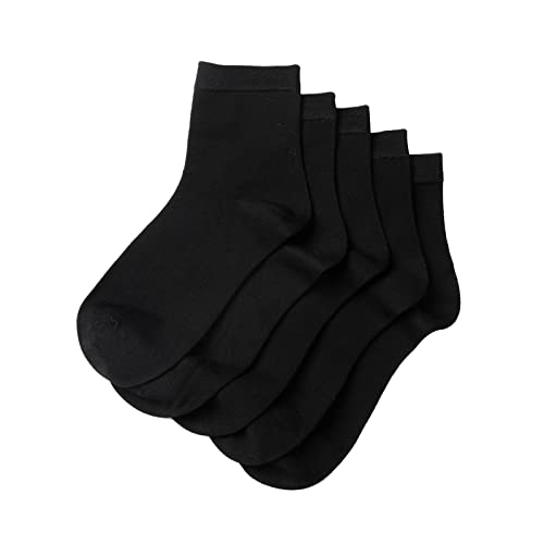 MELUSA 5 Pairs Bamboo Viscose Ankle Socks for Women, Soft Lightweight Breathable Seamless Toe Socks