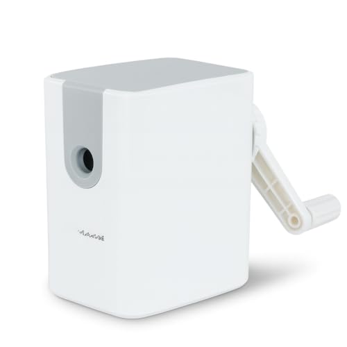 Apontador com Manivela Manual de Mesa Depósito Grande para Escritório Escola e Casa Professores Alunos Alta Precisão e Durabilidade Branco