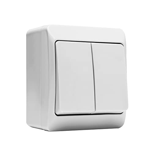 Famatel 5103 Double interrupteur étanche 10 A-250 V, Gris, Normal Cover