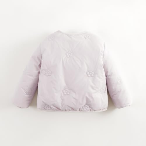 marc & janie Girls Floral Quilted Ultralight Down Coat Long Sleeve Snap Button Coat Warm Tops 2320253