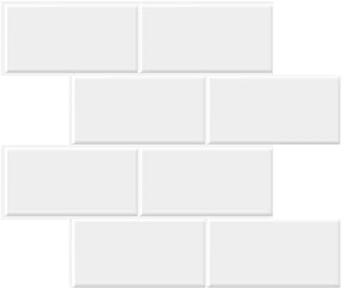STICKGOO 10-Sheet Thicker Design Peel and Stick Subway Tile, Stick on Tiles Backsplash for Kitchen & Bathroom in White