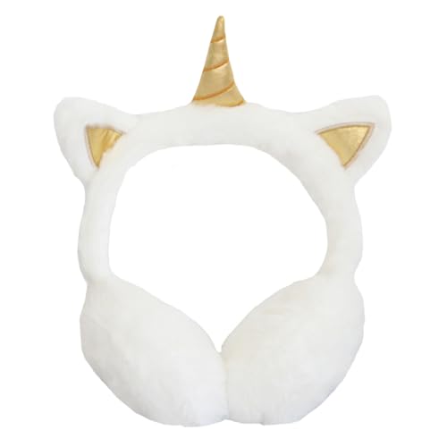 Ipetboom Unicorn Design Plush Ear Muffs Foldable Winter Earmuffs Ear Warmer for Adults Boys and Girls