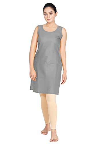 Image of Women's Cotton Long Camisole for Kurti /Suit Slip /Long Inner /Samij for Women Sameej /Knee Length Inner Wear /Sameez /Kurti Slip /Round Neck /Invisible