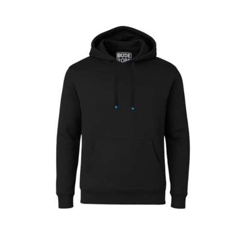 DudeRobe Mens Reversible Hoodie Cotton Pullover Hooded Sweatshirt for Men with Towel Lining | Gym Workout & Lounge Wear | Hoodie for Men As Seen on Shark Tank Black S