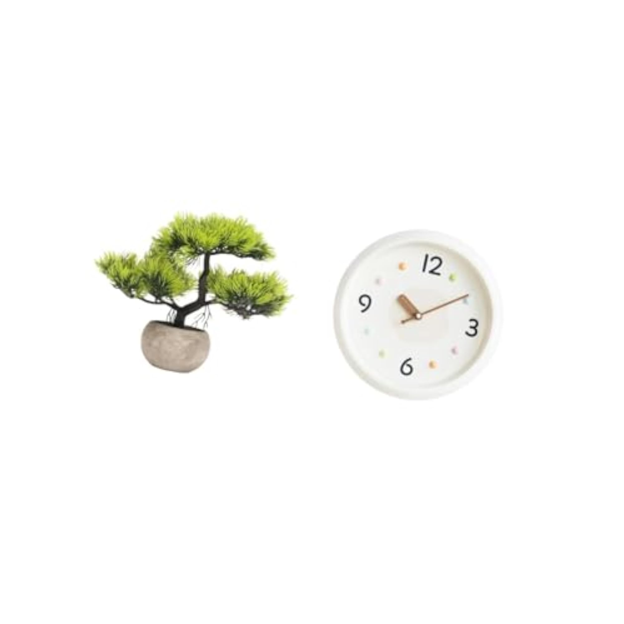 Artificial Bonsai Tree Modern Wall Clock Decorative Centerpiece