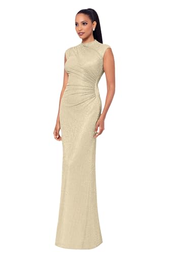 Image of Betsy & Adam Women's Xscape Women's Halter Mock Neck Ruffle Knee Length Dress