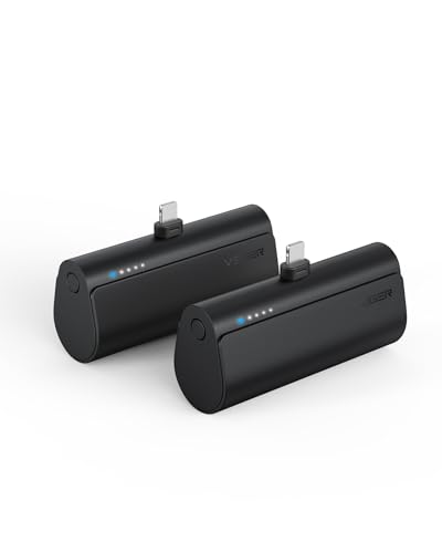 VEGER 2 Pack Portable Chargers for iPhone, 5000mAh Mini Fast Charging Power Banks 20W PD Portable External Battery Compatible with iPhone 14, 13, 12, 11, 8, 7, XS Max, Pro Max, AirPods (Black+Black)